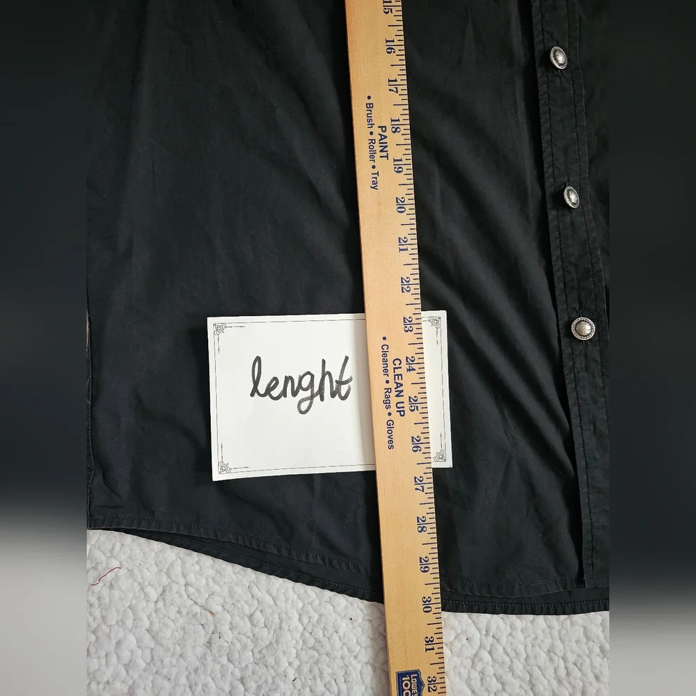 House Of Lords Men's Black Casual Button-Down Shirt with Stud Detaile